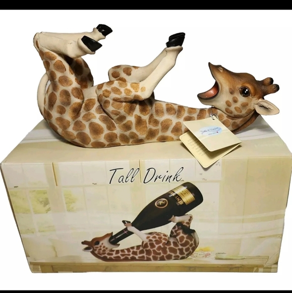 New Giraffe Wine Bottle Holder Display In Box Safari Tall Drink DWK Home Decor - Picture 1 of 8